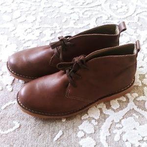 L.L. Bean leather booties casual brown tan lace up